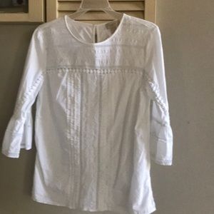 Loft white cotton Boho button back blouse
